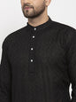 Jompers Men Black Chikan Kurta Only