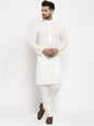 Jompers Men Cream Chikan Kurta with Churidar
