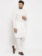 Jompers Men Cream Chikan Kurta with Churidar