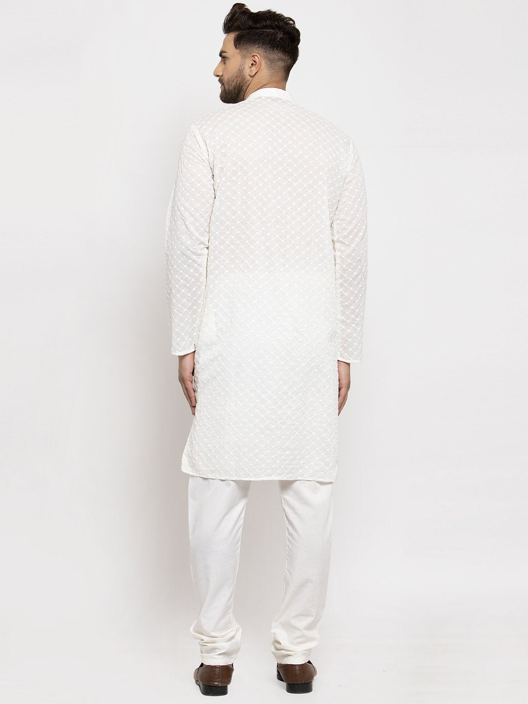 Jompers Men Cream Chikan Kurta Only