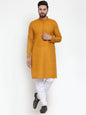 Jompers Men Mustard Chikan Kurta with Churidar