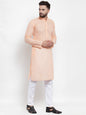 Jompers Men Orange Chikan Kurta with Churidar