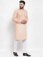 Jompers Men Orange Chikan Kurta Only