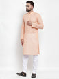 Jompers Men Orange Chikan Kurta Only