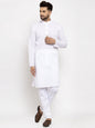 Jompers Men White Chikan Kurta with Churidar