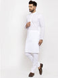 Jompers Men White Chikan Kurta with Churidar