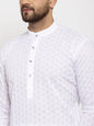 Jompers Men White Chikan Kurta with Churidar