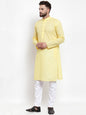 Jompers Men Yellow Chikan Kurta Only