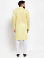 Jompers Men Yellow Chikan Kurta with Churidar