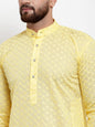 Jompers Men Yellow Chikan Kurta Only