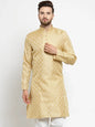 Jompers Men's Golden Self Design Kurta Only