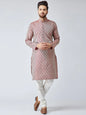 Jompers Men's Maroon & Off-White Self Design Kurta Only