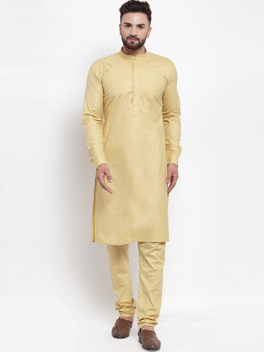 Jompers Men Beige Solid Kurta with Churidar