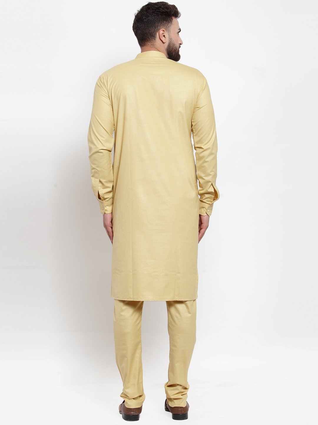 Jompers Men Beige Solid Kurta Only