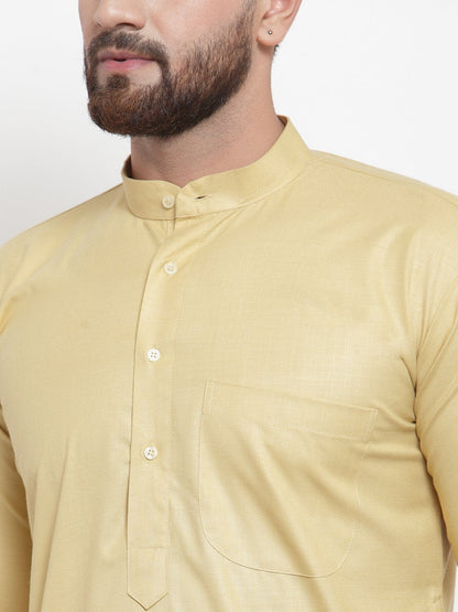 Jompers Men Beige Solid Kurta with Churidar