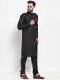 Jompers Men Black Solid Mandarin Collar Kurta with Churidar