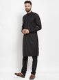 Jompers Men Black Solid Mandarin Collar Kurta with Churidar