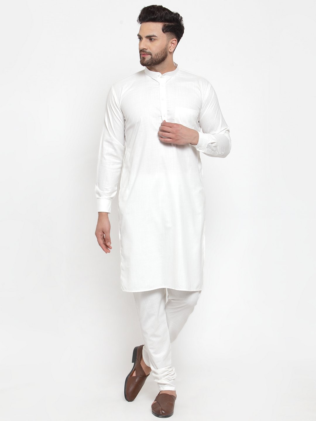 Jompers Men White Solid Kurta Only