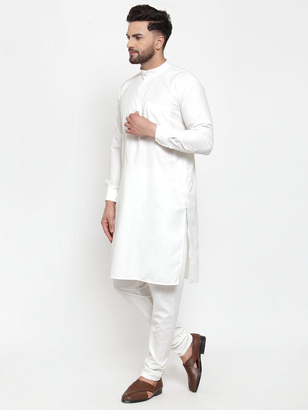 Jompers Men White Solid Kurta Only
