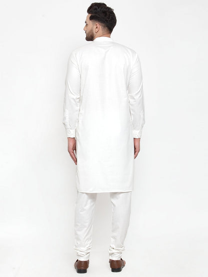 Jompers Men White Solid Kurta with Churidar