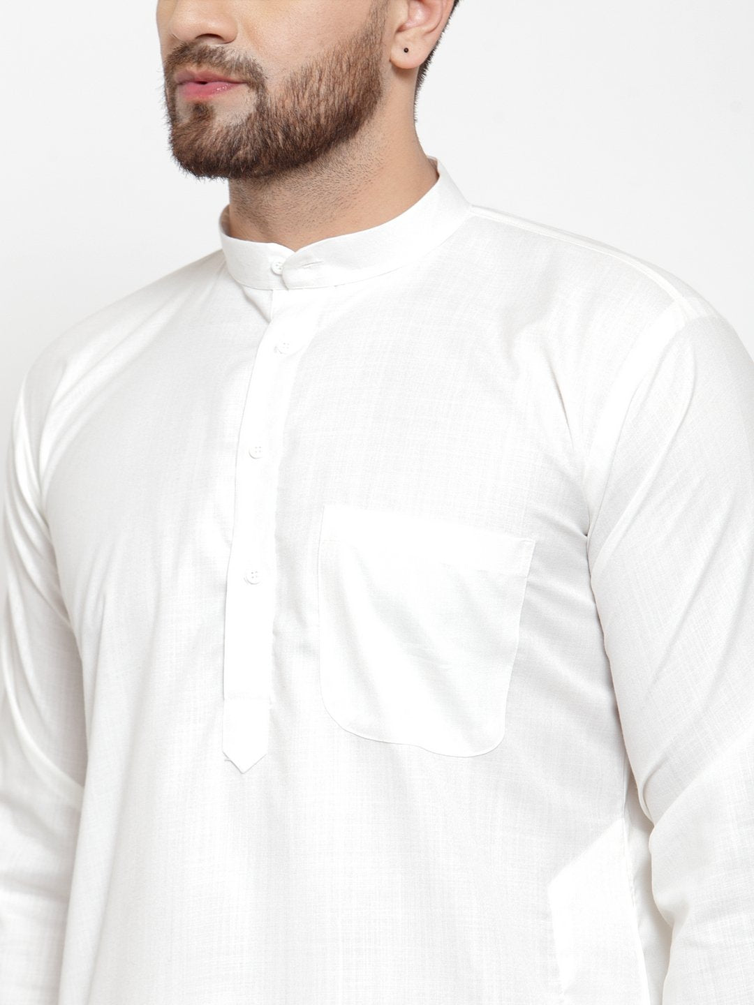 Jompers Men White Solid Kurta with Churidar