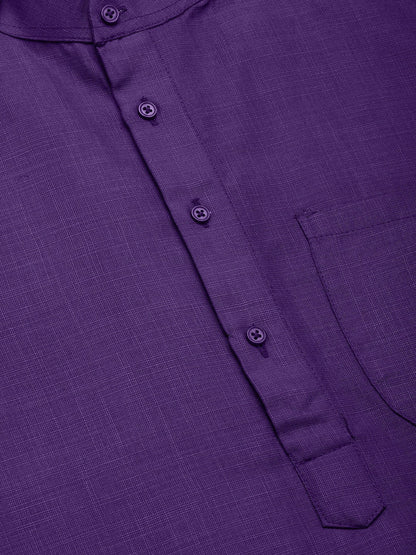 Jompers Men's Purple Cotton Solid Kurta Only
