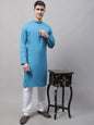 Jompers Men's Cotton Solid Kurta Payjama Sets - Teal