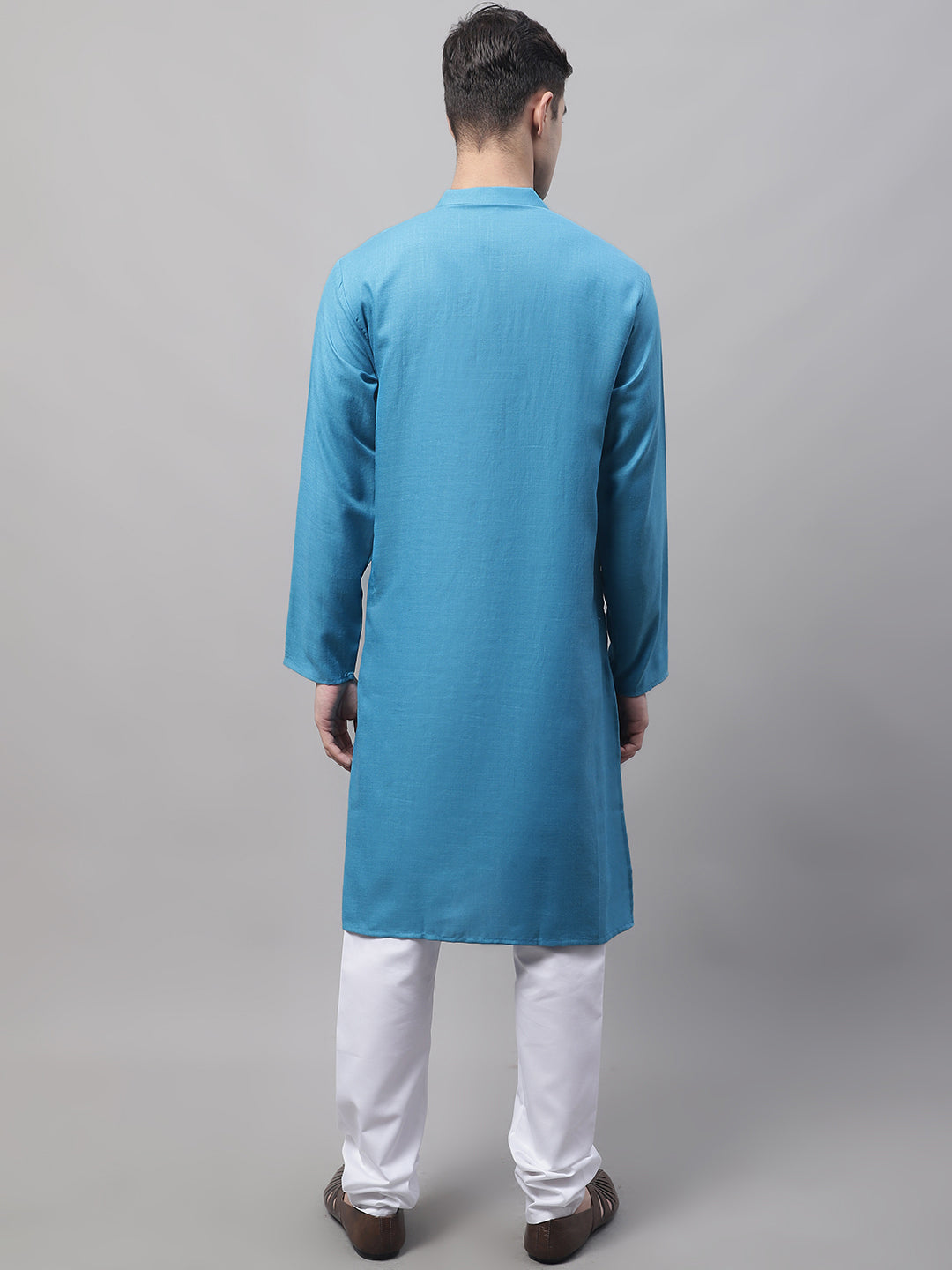 Jompers Men's Cotton Solid Kurta Payjama Sets - Teal