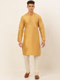 Jompers Men's Solid Dupion Silk Kurta Payjama Set - Dark-Golden