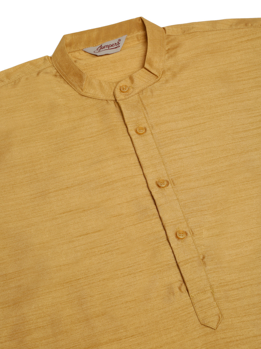 Jompers Men's Solid Dupion Silk Kurta Payjama Set - Dark-Golden