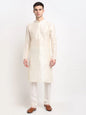 Jompers Men's White Solid Dupion Silk Kurta Payjama Set