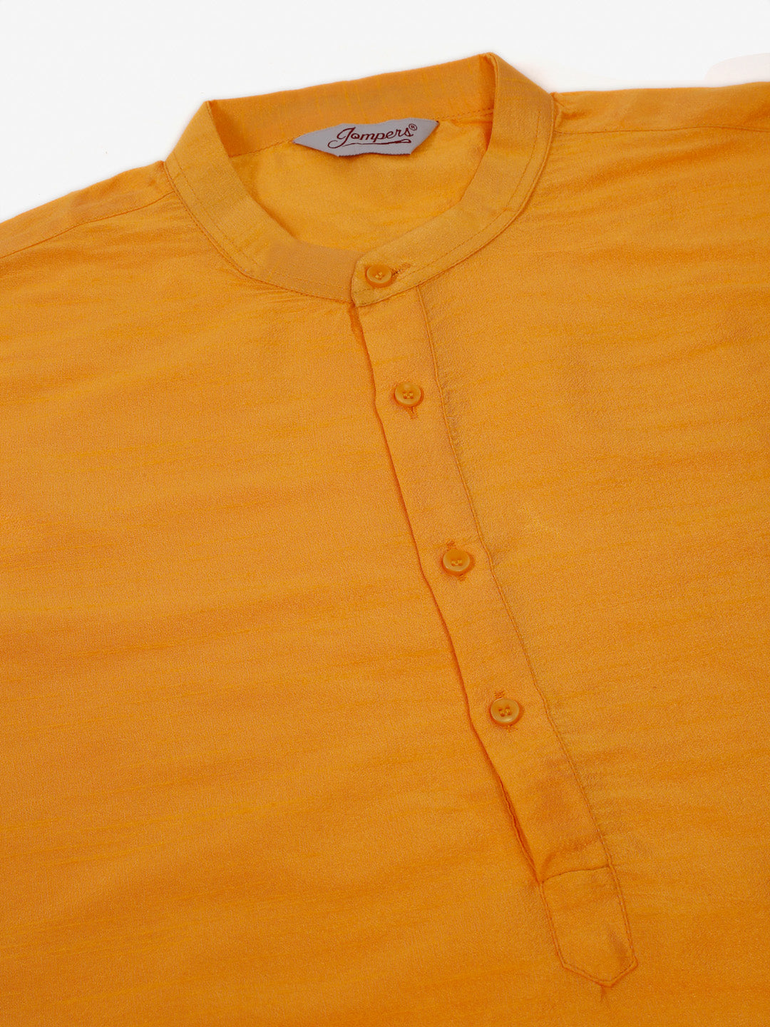 Jompers Men's Solid Dupion Silk Kurta Payjama Set - Yellow