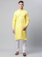 Jompers Men's Embroiderd Kurta Pajama - Lemon