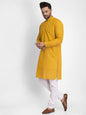 Jompers Men Mustard Embroidered Kurta with Pyjamas