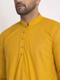 Jompers Men Mustard Embroidered Kurta with Pyjamas