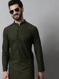 Jompers Men's Embroiderd Kurta Pajama - Olive