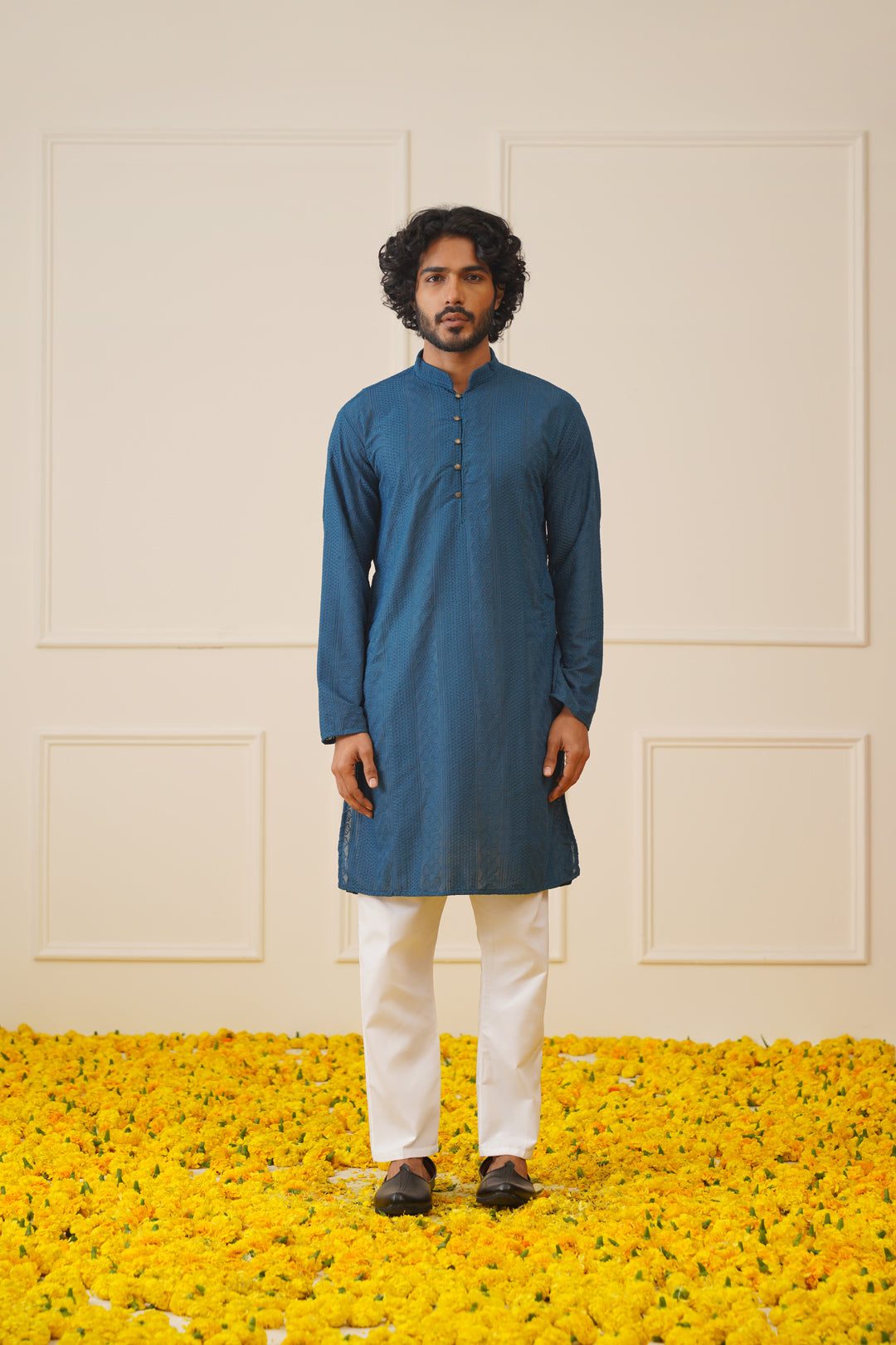 Jompers Men's Embroiderd Kurta Pajama - Teal