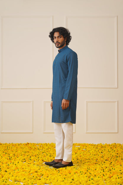 Jompers Men's Embroiderd Kurta Pajama - Teal