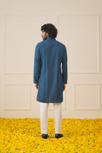 Jompers Men's Embroiderd Kurta Pajama - Teal