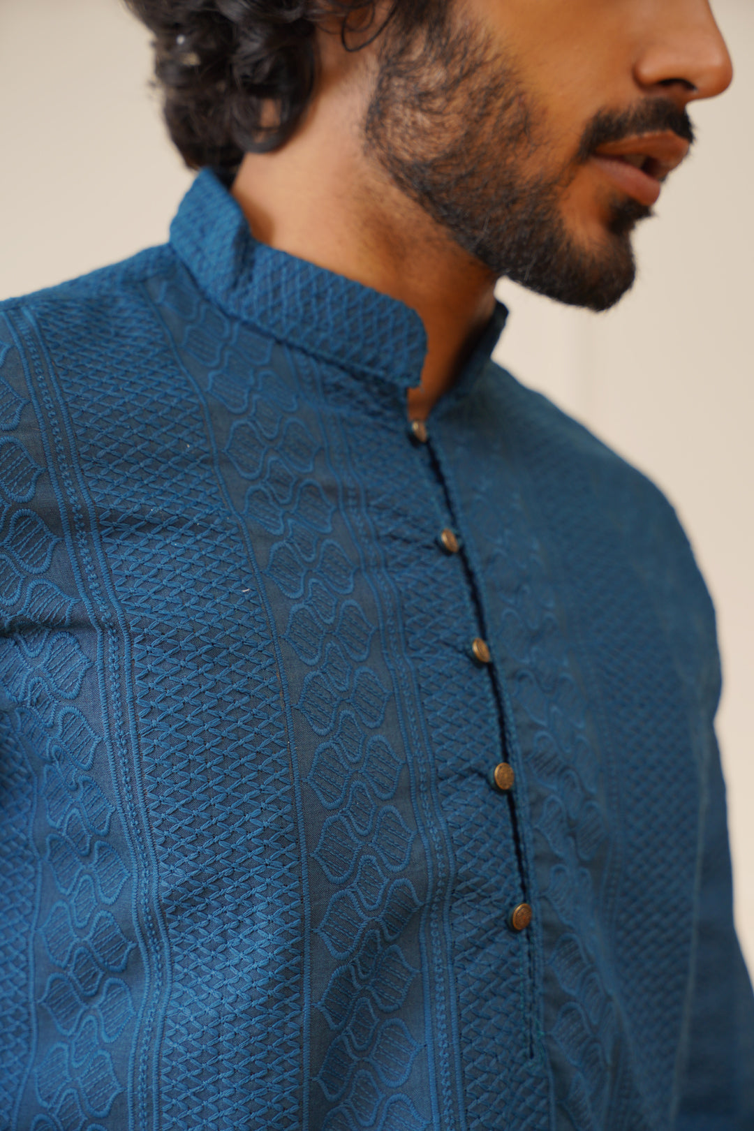 Jompers Men's Embroiderd Kurta Pajama - Teal
