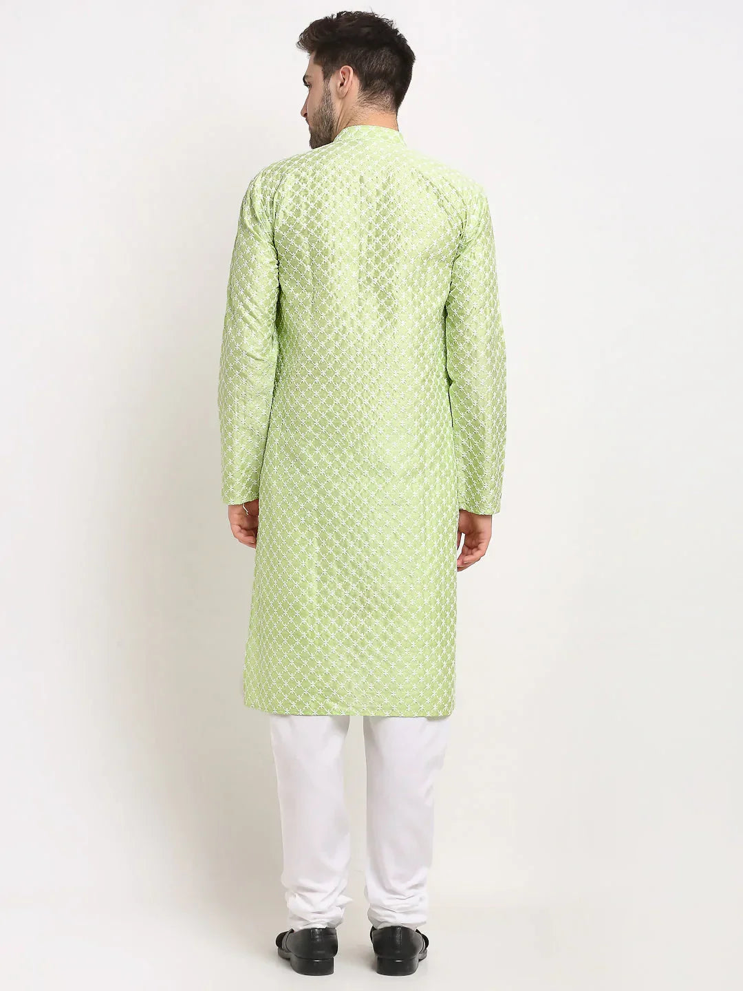 Jompers Men's Green Chikankari Kurta with Churidar