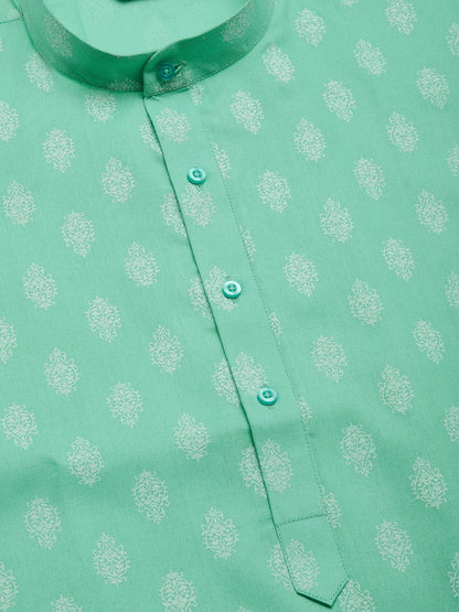 Jompers Men's Green Cotton Floral Printed kurta Pyjama Set