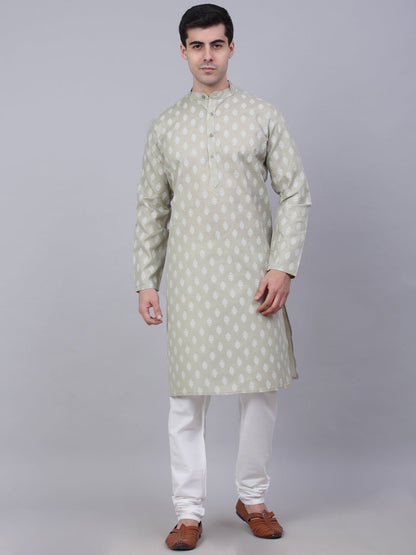 Jompers Men's Cotton Floral printed kurta Pyjama Set - Grey