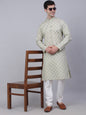 Jompers Men's Cotton Floral printed kurta Pyjama Set - Grey