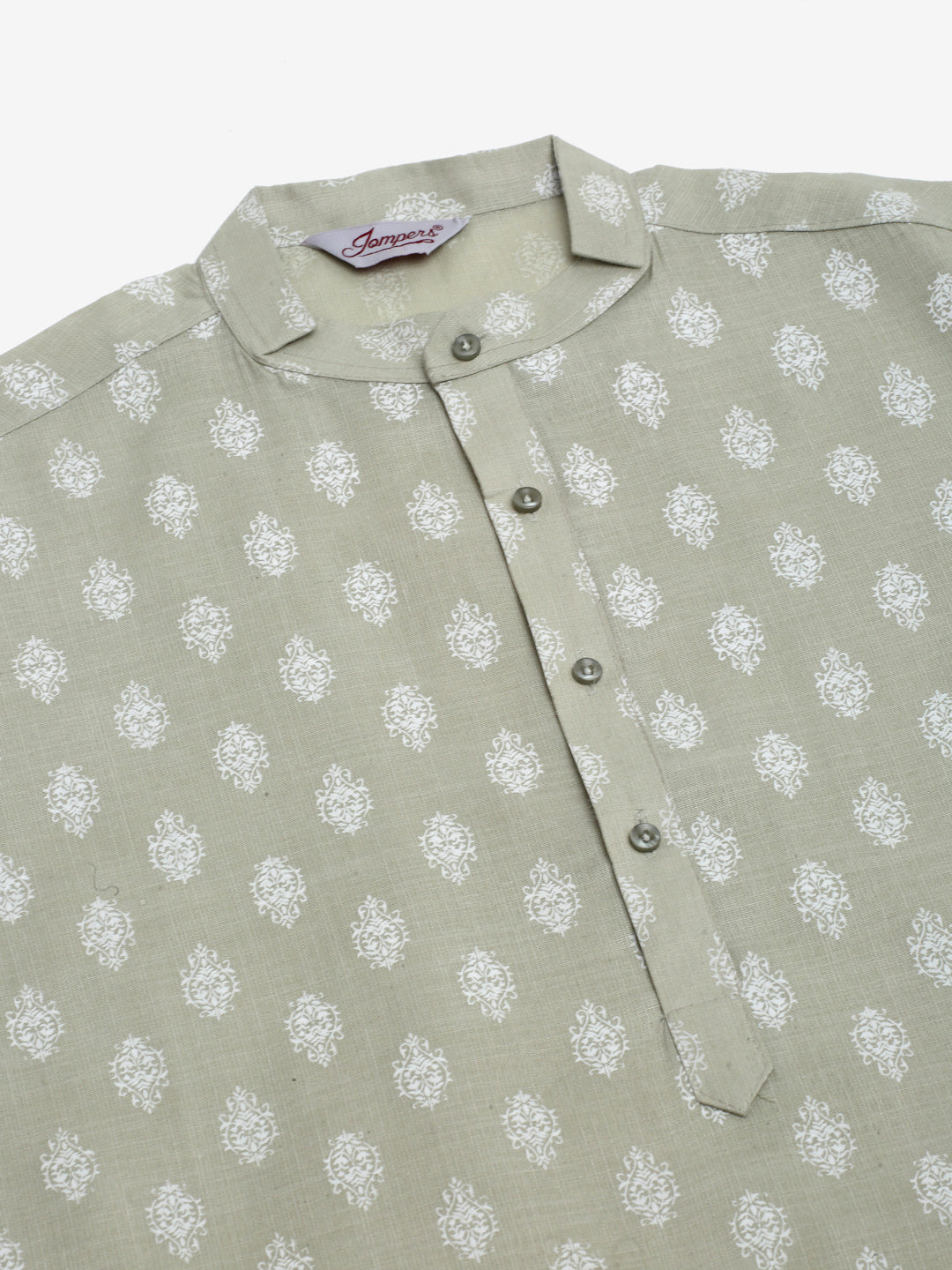 Jompers Men's Cotton Floral printed kurta Pyjama Set - Grey