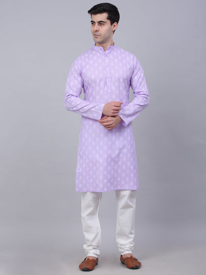 Jompers Men's Cotton Floral printed kurta Pyjama Set - Purple