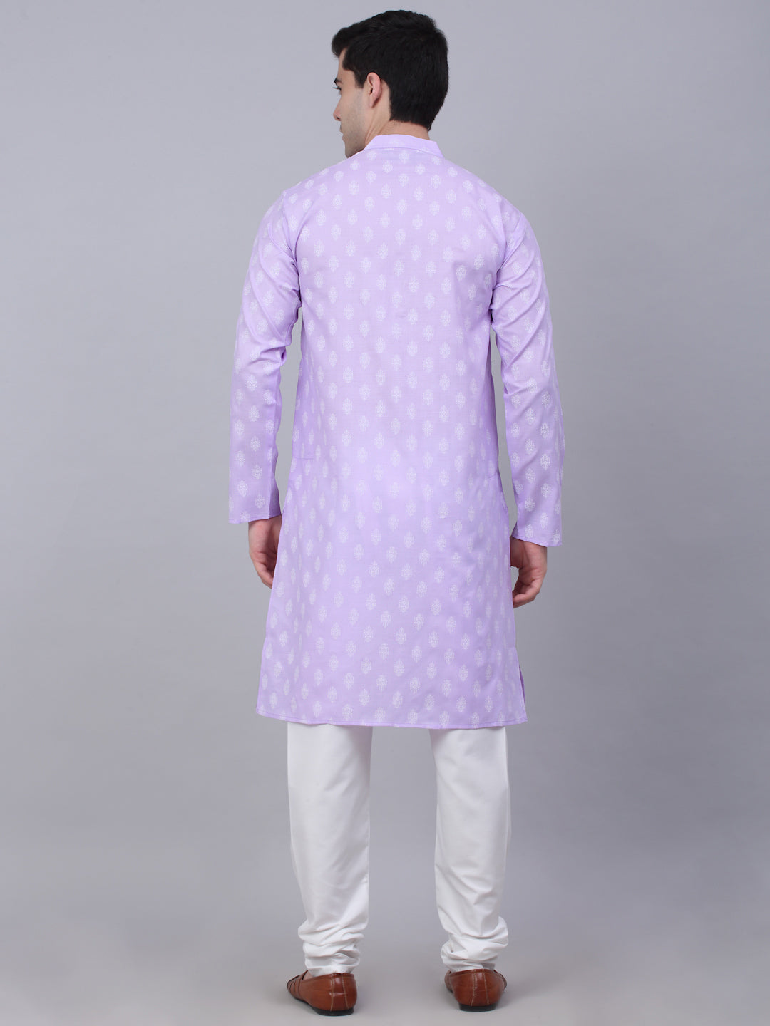 Jompers Men's Cotton Floral printed kurta Pyjama Set - Purple
