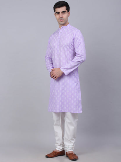 Jompers Men's Cotton Floral printed kurta Pyjama Set - Purple