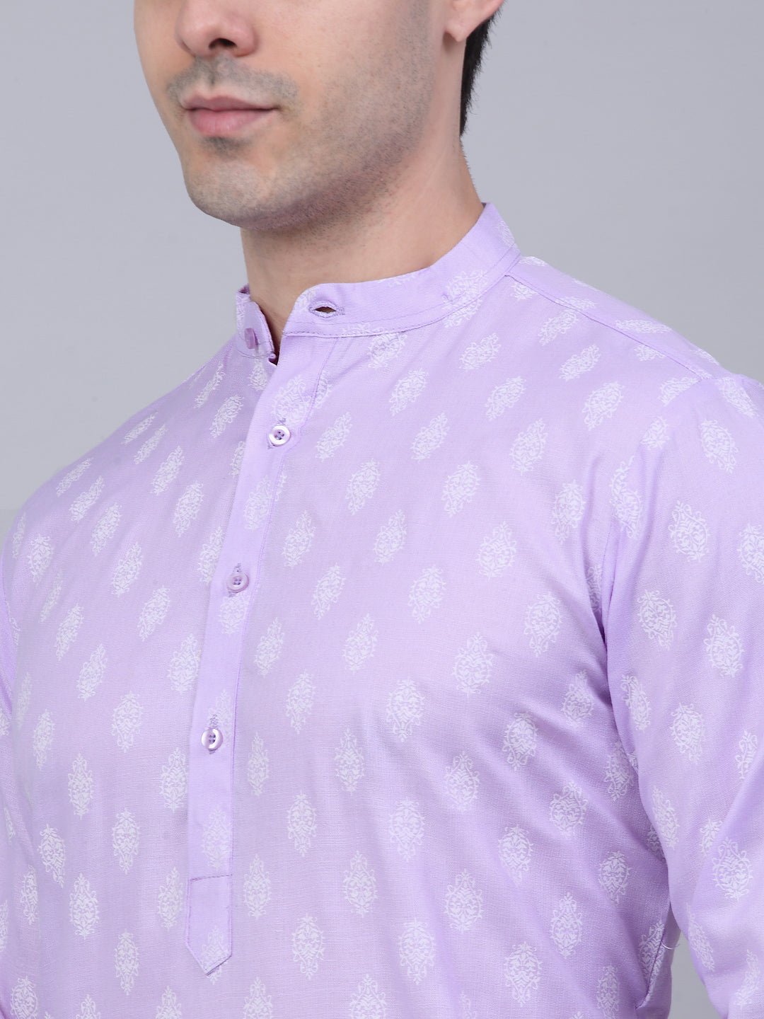 Jompers Men's Cotton Floral printed kurta Pyjama Set - Purple