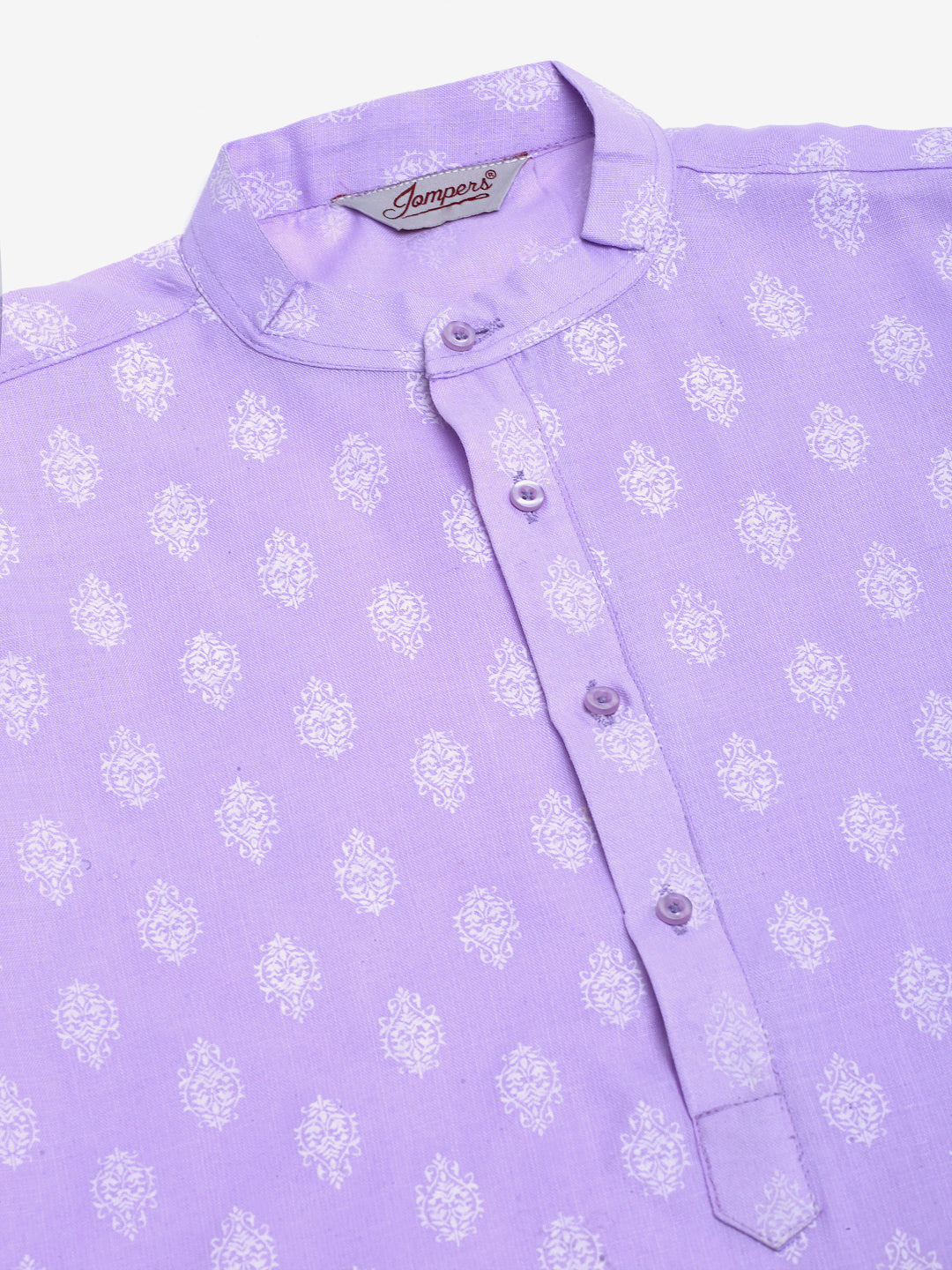 Jompers Men's Cotton Floral printed kurta Pyjama Set - Purple